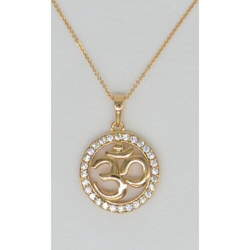 Zircon AUM OM Ohm Hindu Buddhist Hinduism Yoga India Pendant Necklace Amulet Lucky Gift Tribal Fashion Jewelry