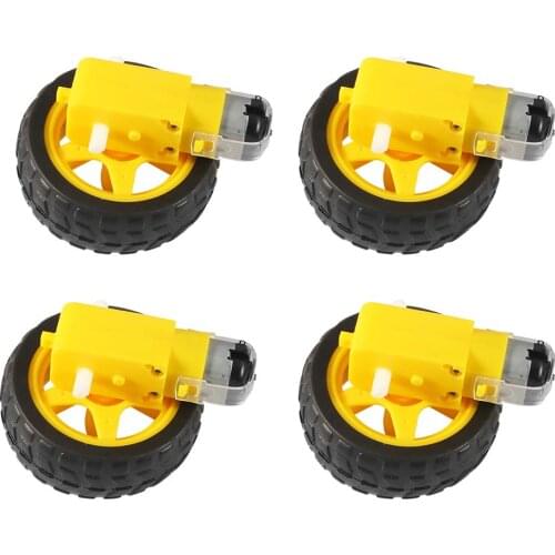 DC Electric Motor with Plastic Toy Car Tire Wheel 3-6V Dual Shaft Geared TT Magnetic Gearbox Engine