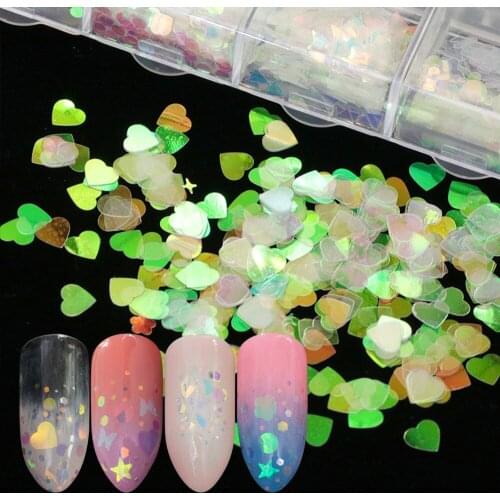 Holographic Butterfly Heart-shaped Heart Nail Art Glitter Micro Laser Star Flakes 3D Sequins Polish Manicure Nail Decoration