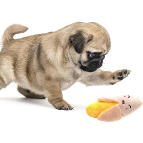 Animals Cartoon Dog Toys Stuffed Squeaking Pet Toy Cute Plush Puzzle For Dogs Cat Chew Squeaker Squeaky Toy For Pet Banana