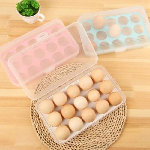 Kichen Storage Box Pack Covered Egg Holder For Refrigerator Stackable Plastic Containers 15 Eggs Products Household