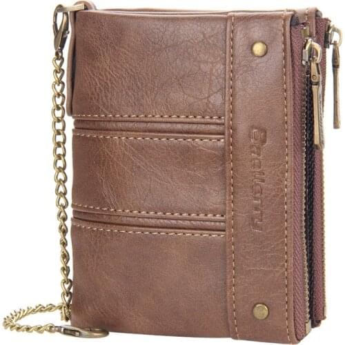 Wallet Anti-Theft Brush Mens Wallet Leather Multifunctional Buckle Zipper Retro Cowhide Mens Bag Casual Coin Purse 2021 New
