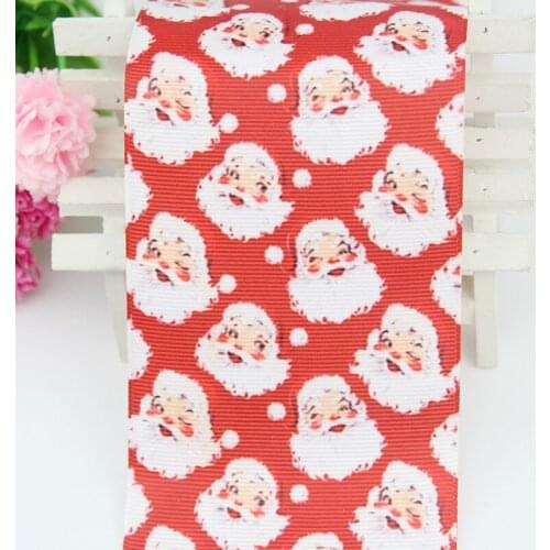 Red Cartoon Santa Claus printed grosgain ribbon 75mm DIY Christmas bows Ribbons Christmas Tree Decorations for Home