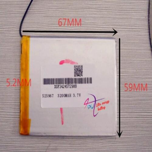 Best battery brand Size 525967 3.7V 3200mah tablet with Protection Board For PDA Tablet PCs Digital Products Fr