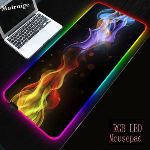 Mairuige Color Abstract Gaming RGB LED Large Mouse Pad USB Wired Lighting Mousepad Keyboard Colorful Luminous for PC Mice Mat