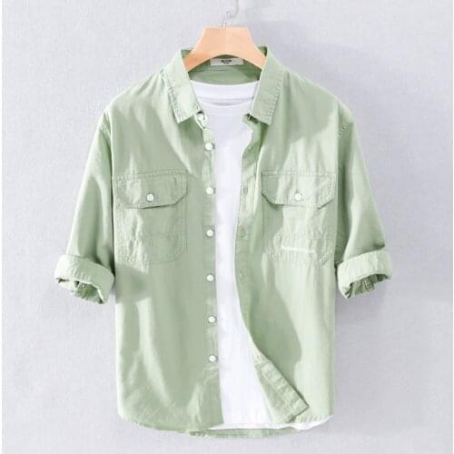 100% Cotton summer Suehaiwes brand Italy half sleeve green shirts men casual trendy embroidered shirt for men chemise camisa