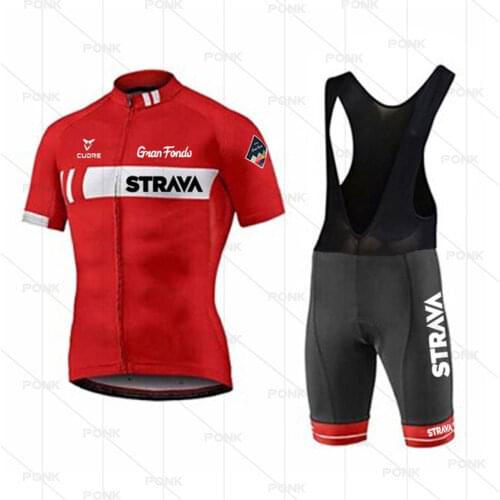 2021 Mens Summer New Red Cycling Jersey Strava Pro Cycling Team Short Sleeve Breathable Cycling Shirt Set