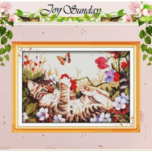 Leisure cat Patterns Counted Cross Stitch 11CT 14CT Cross Stitch Set Wholesale Animals Cross-stitch Kit Embroidery Needlework