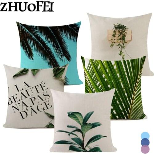 Palm Leaf Printed Cushion Cover Plant Ststyle Pillowcases On The Pillows Personalized Home Decorative Simple Throw Pillows C0015