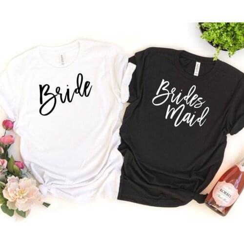 Bridesmaid Bride Gif Proposal Bachelorette Party Maid of Honor Shirt Fashion Short Sleeve Top Tee Cotton Women O Neck Streetwear