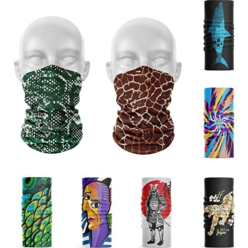 New 3D Women Headscarf Shark Tiger Animal Funny Fashion Face Bandana Sports Tubular Kerchief Elastic Headband Hand Strap бандана