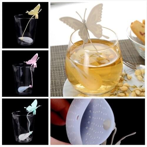 New Butterfly Tea Bags Strainers Silicone Filter Tea Infuser Silica Cute Teabags for Tea & Coffee Drinkware 19*6cm