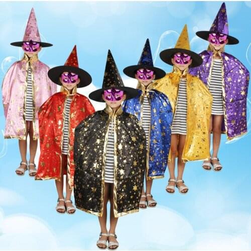 Wholesale Halloween Children Section Children Show Clothes Accessories Magician Cloak Woman Witch Five Stars Cloak Cloak