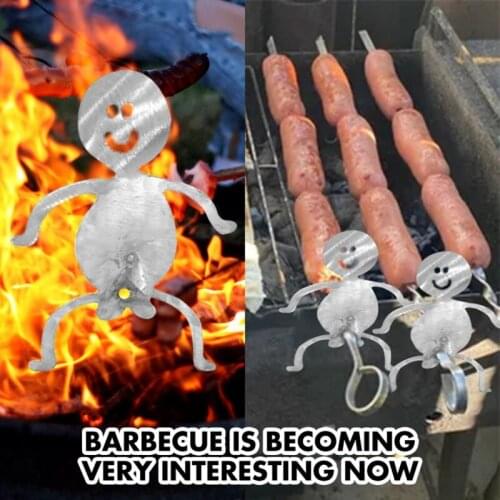 DIY Stainless Steel Hot Dog Roasters Campfire Skewer Stick Women Men Dog Shaped Stainless Steel Rack Funny Metal Craft Rack