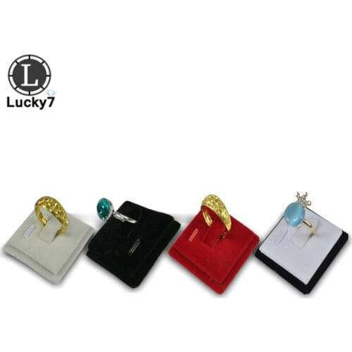 Wholesale 4 Color Mini Square Ring Sheet Holder Portable Velvet PU Ring Jewelry Storage Organizer Display Stand for Tray