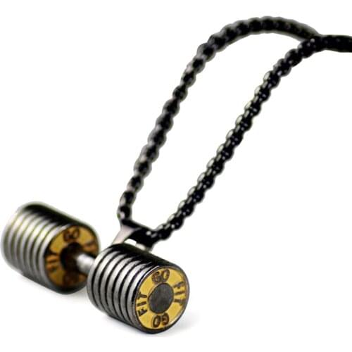 Dumbbell Pendant Bodybuilding Fitness Necklace Crossfit Barbell Necklace Fitness Jewelry Stainless Steel