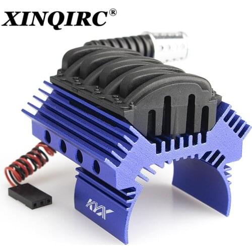 Racing Alloy Heatsink w/ Cooling Fan for 1/10 RC Crawler Car Axial SCX10 II 90046 Traxxas TRX-4 TRX4 540 550 Size Motor Blue