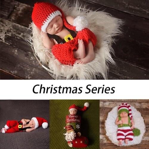 Christmas Theme Series Baby Photography Props Xmas Newborn Photo Shot Accessories Clothing Girls Boys Costume Outfit Hats Cloth