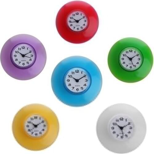 1pc Silicone Bathroom Kitchen Shower Suction Wall Clock Water-Resistant Timer Clock