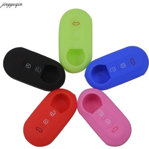 Jingyuqin 30pcs/lot Silicone key cover 3 buttons silicone key Fob case For FIAT 500 ABARTH Panda Punto Bravo