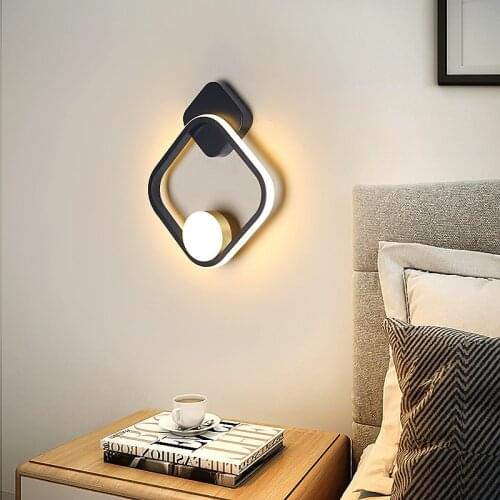 LED Wall Lamp Modern Bedroom Bedside Lighting Creative Round Square Corridor Aisle Sconce Living Room Luxury Lampara Decor Light
