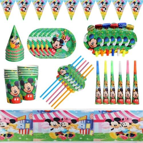 Mickey Mouse theme Childrens birthday party decoration get together Baby shower Disposable tableware Party decoration supplies