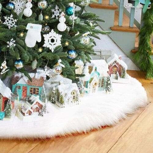 Christmas Tree Skirt Faux Fur Christmas Decorations Holiday Tree Decoration for Christmas Home Party Holiday Decorations