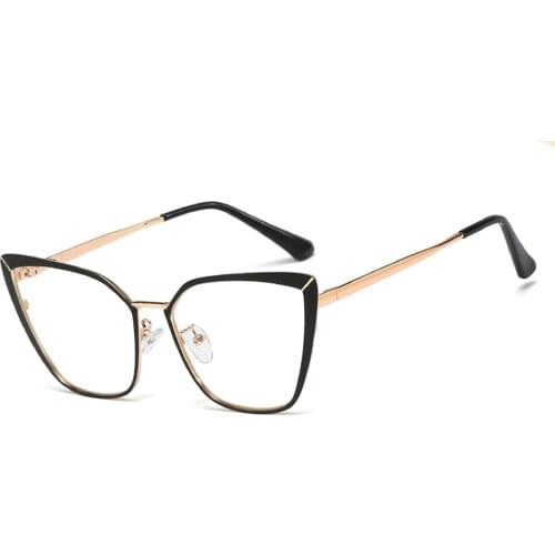 Veshion Metal Eyeglass Frames for Women Cat Eye Accessories Fashion Clear Lens Gold Pink Female Glasses Frame Prescription