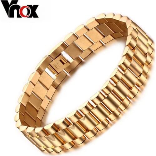 Vnox Mens Bracelet Gold-color Chunky Chain Bracelets Bangles Stainless Steel Male Jewelry Drop Shipping