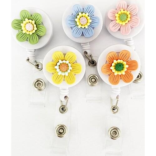 Retractable Badge Reel,sunflower Flowers Badge Holder Fashion Nurse Badge Clip For Id Card Holders,student Doctor Employee