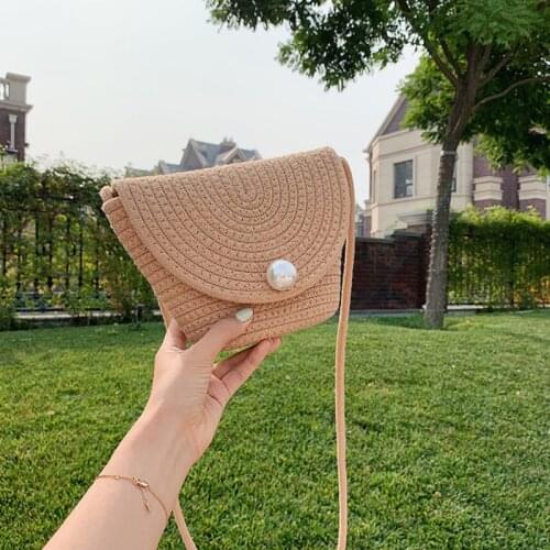 Designed for Female Woven of High Quality Straw Small Bucket Bag 2021 Summer Holiday Womens Beach Shoulder Bag