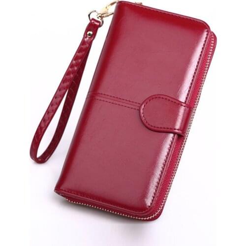 Pu Leather Womens Wallets New Solid Color Large Capacity Purses For Women Coin Purses Female Retro Long Zipper Wallet Phone Bag