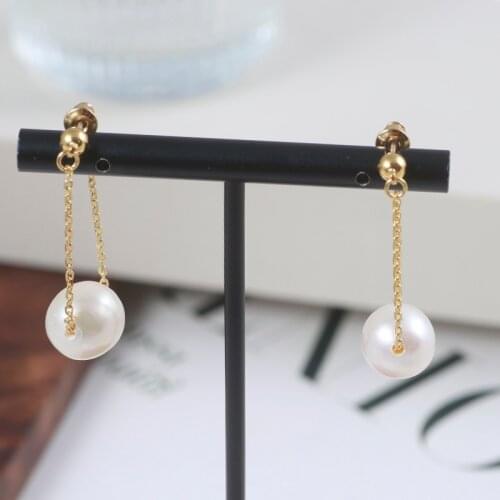 European and American style simple lady elegantly set alien baroque pearl double-chain tassel earrings girl