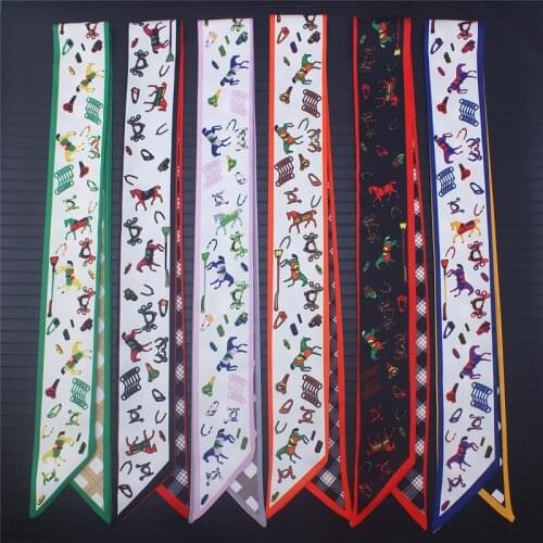 Ladies small silk scarf twill satin turban fashion girl hair band beach shawl scarf