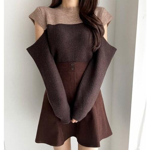 Patchwork Korean Pollover Winter Autumn Chic 2021 Women Cute Fashion Woman Sweaters Thick Knitted Warm Lazy Tops Loose Jumpers