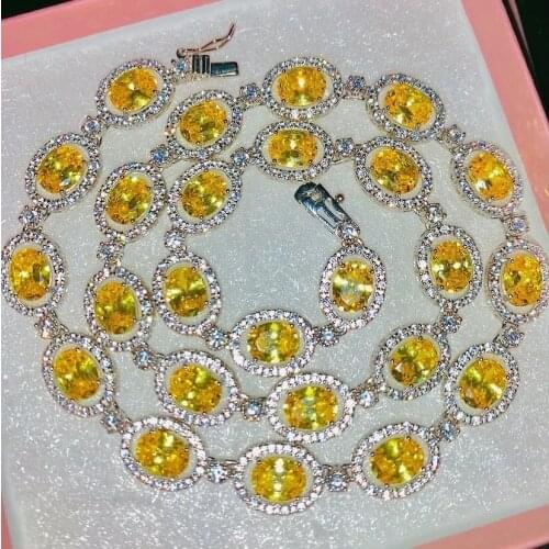 Yellow white red pastel colorful agg shaped cz beads 5A cubic zirconia iced out bling tennis necklace for women