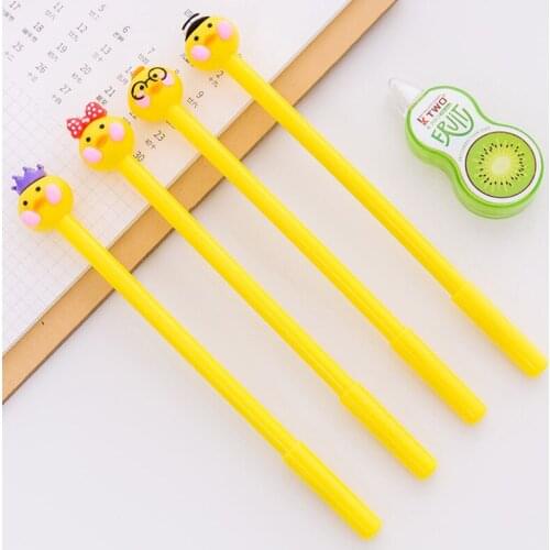 1 Pcs Cute Small Yellow Duck Gel Pen Kawaii Student School Signature Pens Writing Tools Supplies Escola Papelaria Stationery