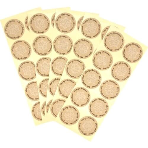 100Pcs/pack Christmas greeting For Gift Cake Baking Sealing Sticker Kraft Label Stickers