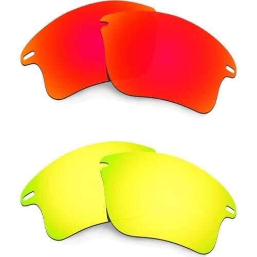2 Pairs HKUCO For Fast Jacket XL Polarized Replacement Lenses Red & 24K Gold-Lenses only