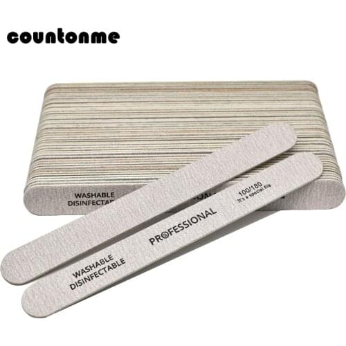 50Pcs Wooden Nail Files 100/180 Nail Tools Buffer Block Manicure Sandpaper Nail Art polishing thick Washable Double sided Tool