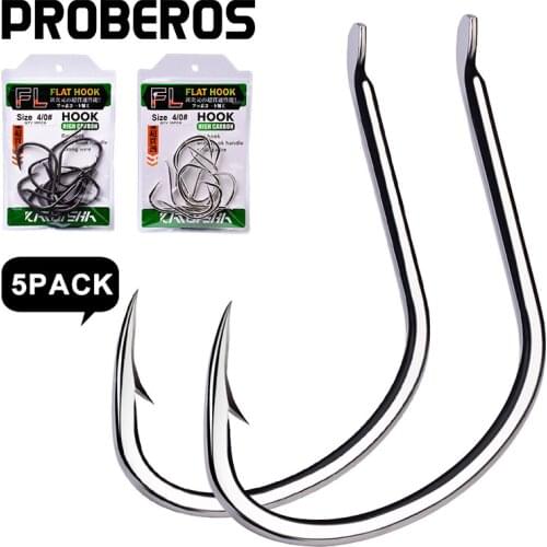 PROBEROS 50Pcs Pike Jigging Single Hooks 1/0-2/0-3/0-4/0# Casting Jig Fishing Hooks Assist Fishhooks High Carbon Steel Hooks