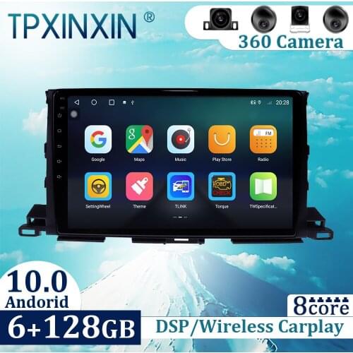 6+128GB For Toyota Highlander 2013-2018 Android 10 Carplay Radio Player Car GPS Navigation Head Unit Car Radio with Screen