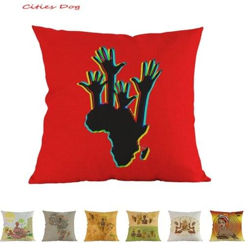 African Impression Exotic Linen cojines decorativos para sofa pillow cover almofada Africa Painting Art pillowcase cushion cover