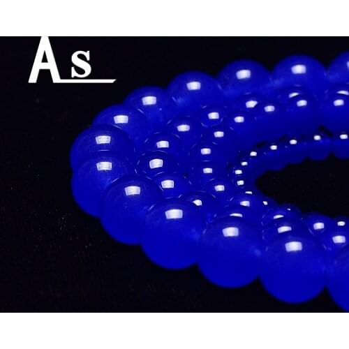 Asingeloo Blue Agate Gemstone Natural Stone Beads For Jewelry Making For Bracelet And Necklace