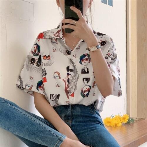 Blouse Women Shirts Flower Womens Clothing Plus Size Tops Short Sleeve Top Summer Woman Cloth Kawaii Blusas Mujer TN2228