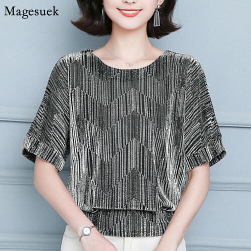 Summer Glitter Shirt Tops Shiny Sequin Elegant Blouse Femme Solid Loose Women Blouses Shine Shirts For Women Plus Size New 10127