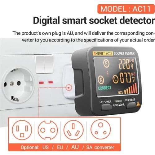 Socket Tester Digital Voltage Receptacle Detector For Grounding Wall Plug Breaker Finder Electric Outlet Tester US/EU/UK Plug