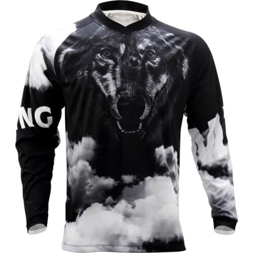 3D Printing Wolf Motocross Jersey Downhill Mountain Bike DH Shirt MX Motorcycle Clothing Ropa For Men Quick Dry MTB Tops