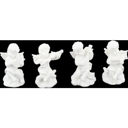 1 12 Scale Dolls House Decor Toys, 4 Pieces Miniature White Angel Figurine Statue, Exquisite Collections for House