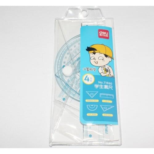 71960 instrument ruler, students set of ruler, cartoon four piece set, including rulers triangle plate, goniometer, stationery